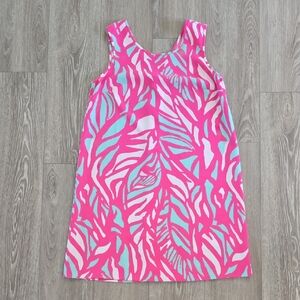 Lilly Pulitzer Pink and Light Blue Leaf Print Mini Dress